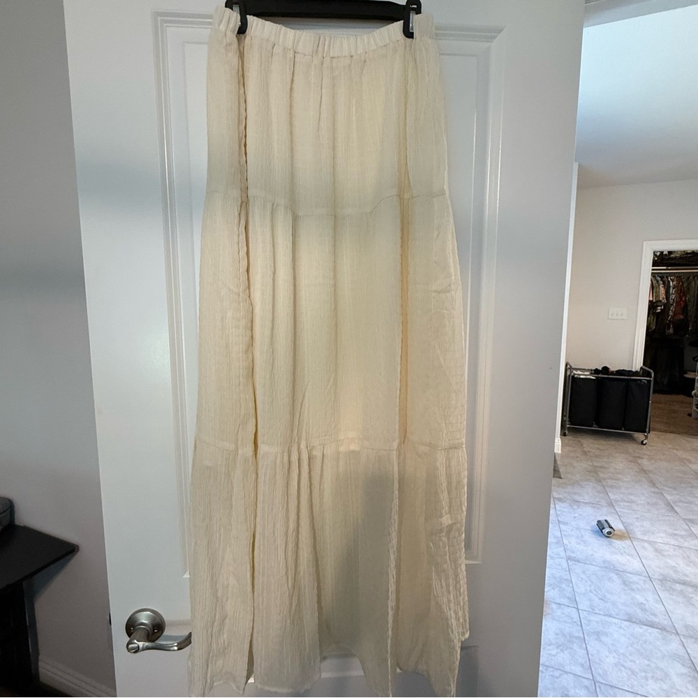 Pink Lily Cream Maxi Skirt